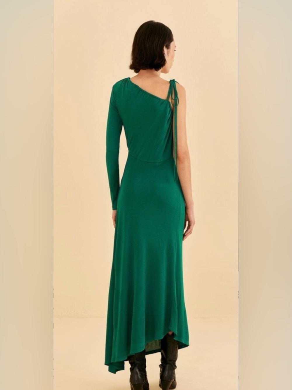 Farm Rio Emerald One Shoulder Cutout Midi Dress NWT Size M - Picture 3 of 7